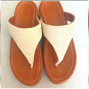 **Fitflop Imogen Basket Weave Thong Slip-on Wedge Sandals Sz 8